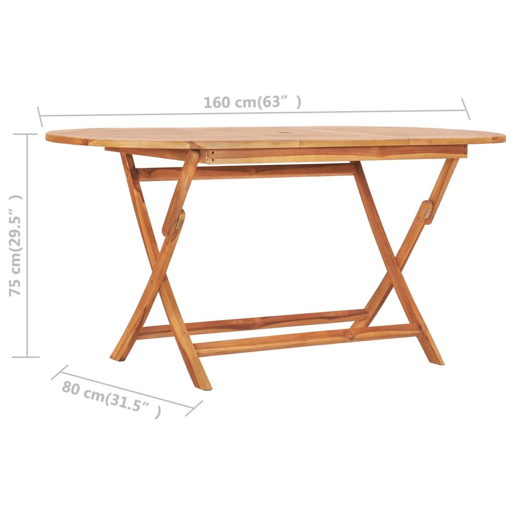 Outdoor Dining Set Natural Teak Solid Teak Wood Medium Foldable