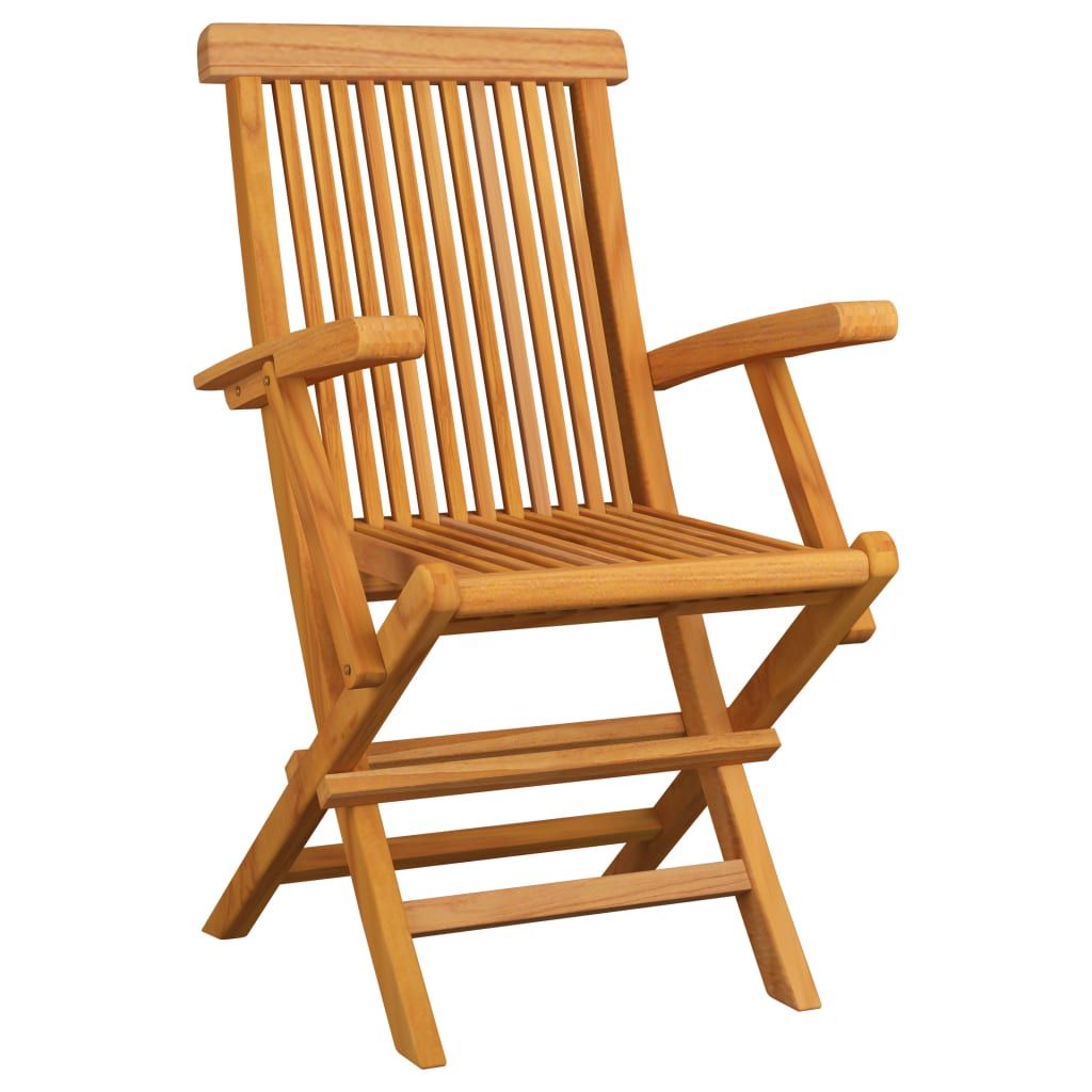 Outdoor Dining Set Natural Teak Solid Teak Wood Medium Foldable