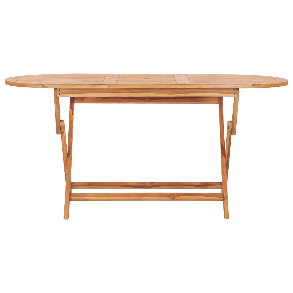 Outdoor Dining Set Natural Teak Solid Teak Wood Medium Foldable