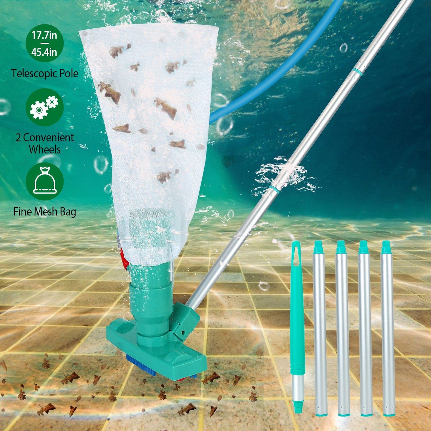 Outdoor Pool Vacuum Cleaning Kit Clean Pool Bottoms Net Pool Filter Swimming Pool Vacuum Cleaner Set Cleaning Skimmer Pool Tool