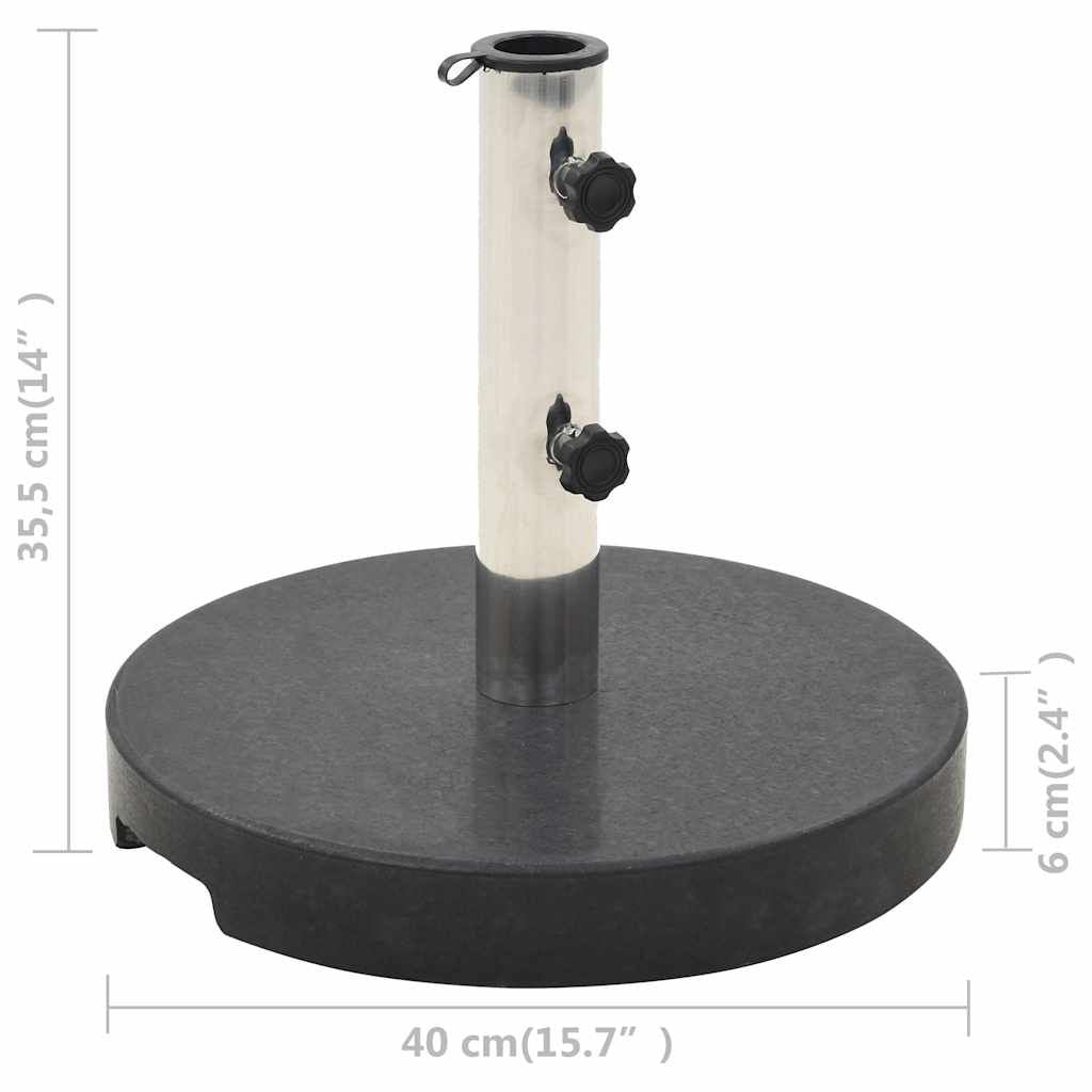 Parasol Base Black Granite and Stainless Steel 44.1 lbs