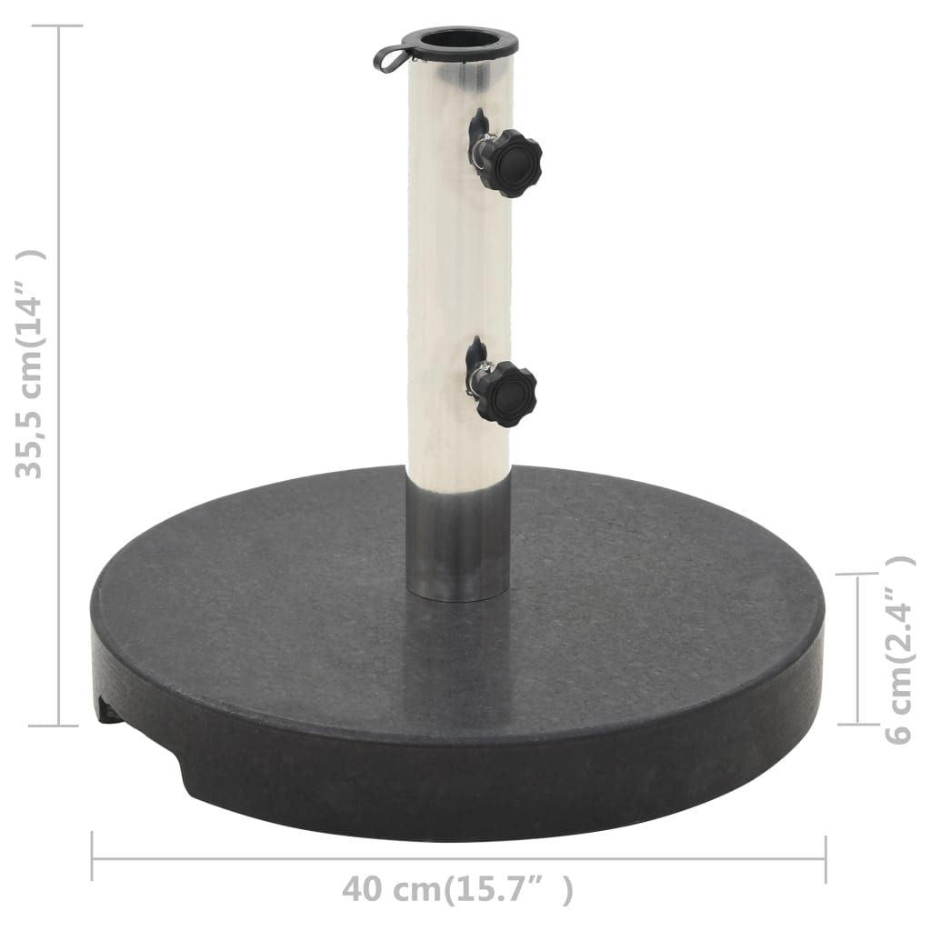 Parasol Base Black Granite and Stainless Steel 44.1 lbs