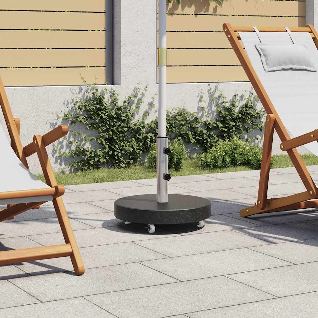 Parasol Base Black Granite, Stainless Steel 66 lb Rollable