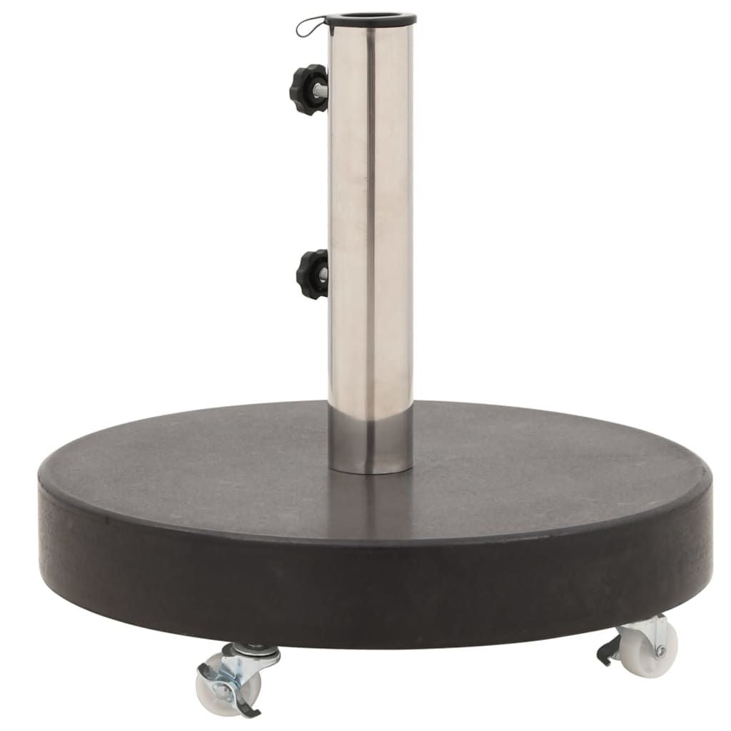 Parasol Base Black Granite, Stainless Steel 66 lb Rollable