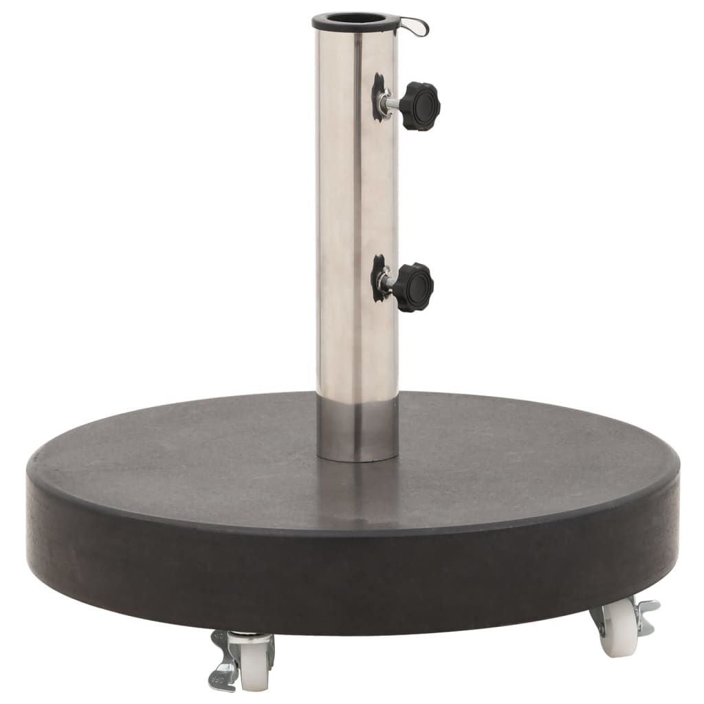 Parasol Base Black Granite, Stainless Steel 66 lb Rollable