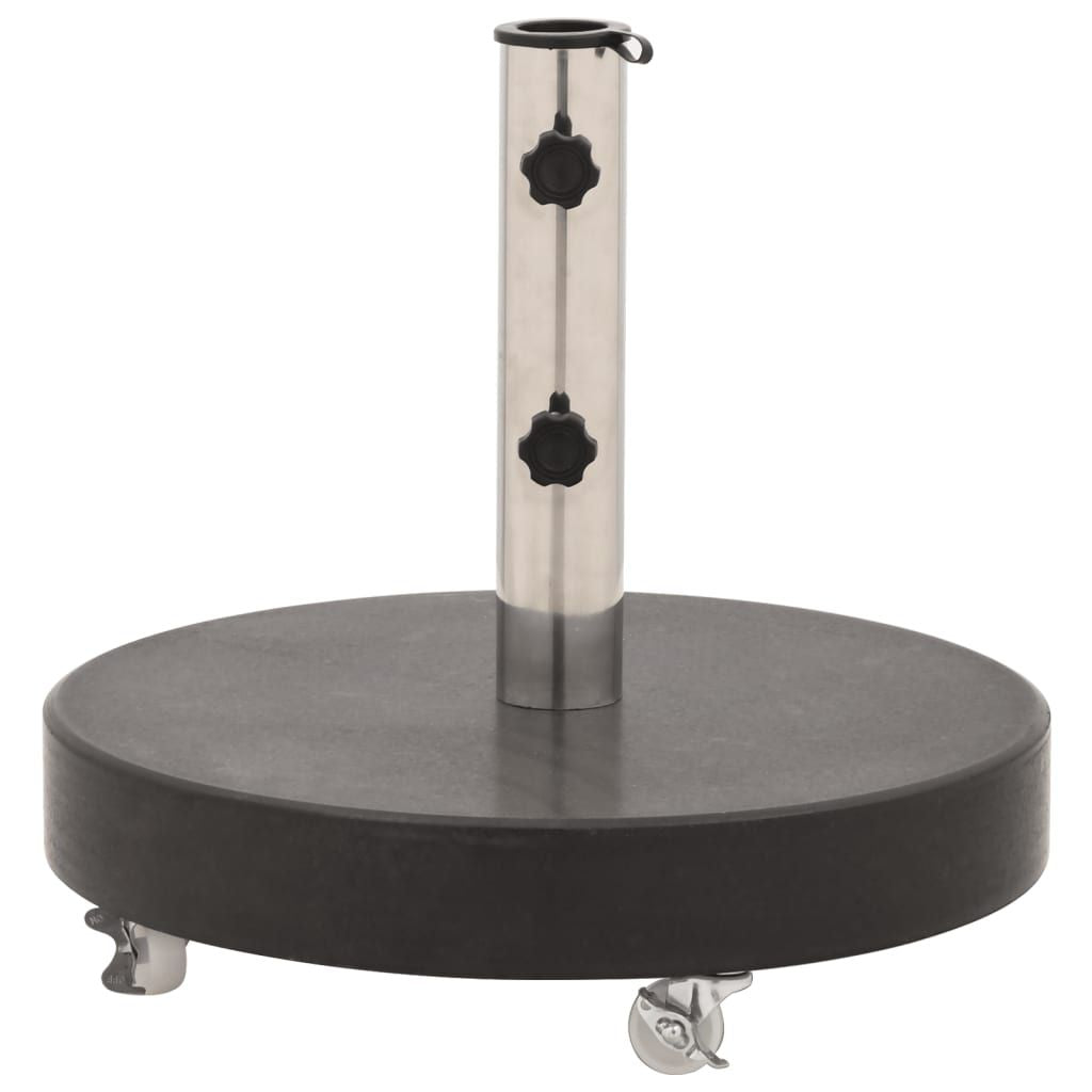 Parasol Base Black Granite, Stainless Steel 66 lb Rollable