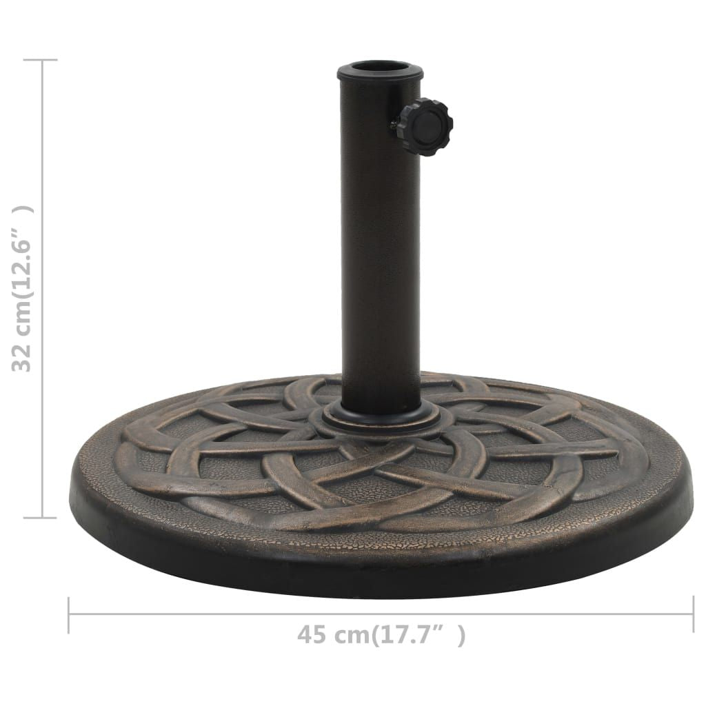 Parasol Base Bronze Polyresin 24.3 lb Durable Round
