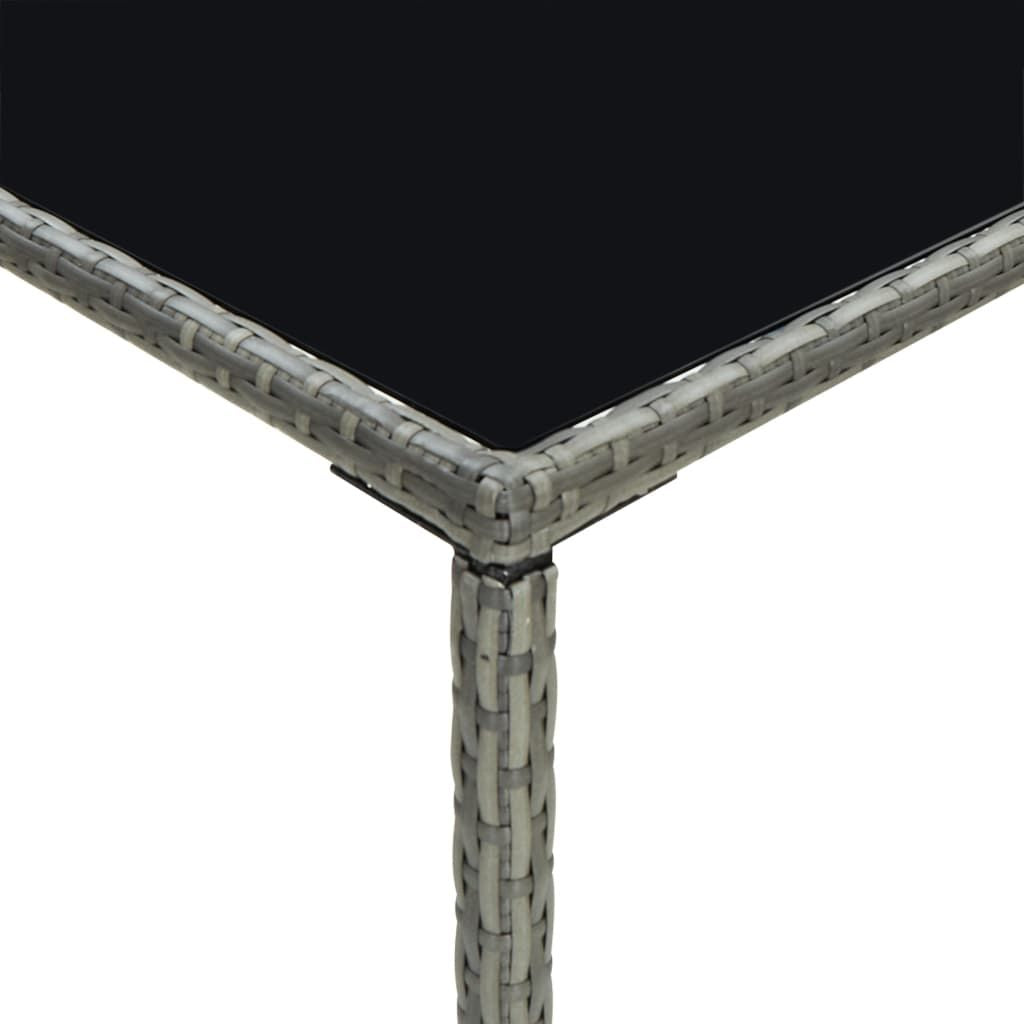 Patio Bar Table Gray 27.6"x27.6"x43.3" Poly Rattan and Glass