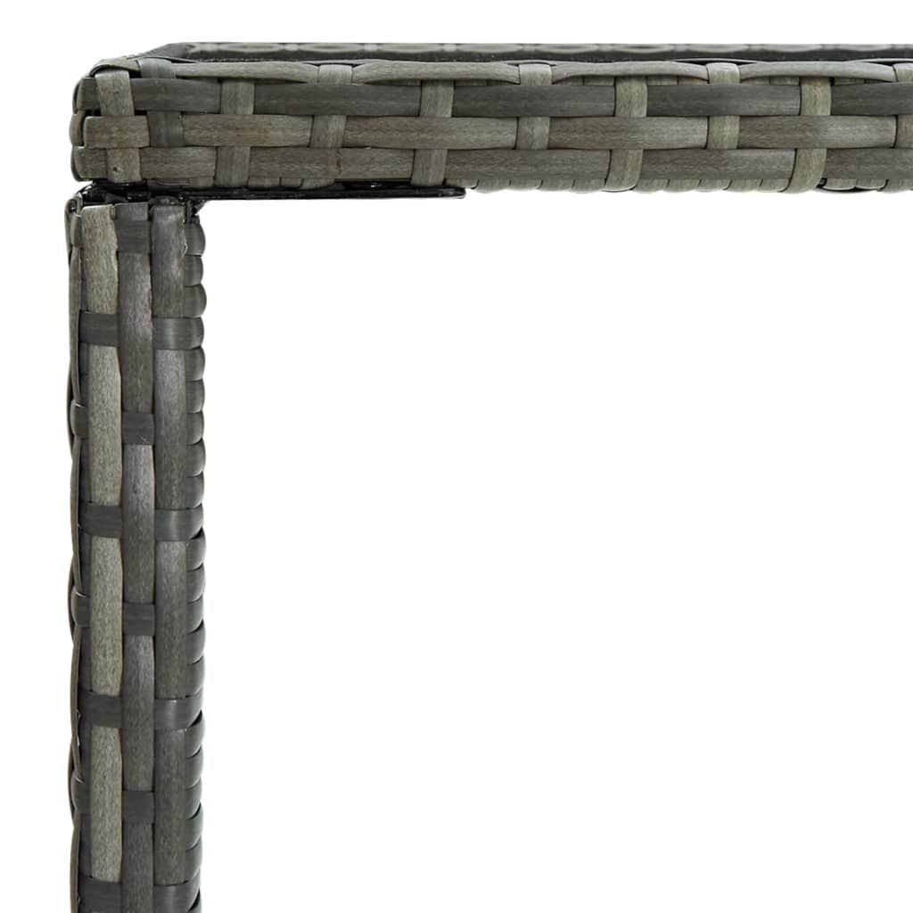 Patio Bar Table Gray 27.6"x27.6"x43.3" Poly Rattan and Glass