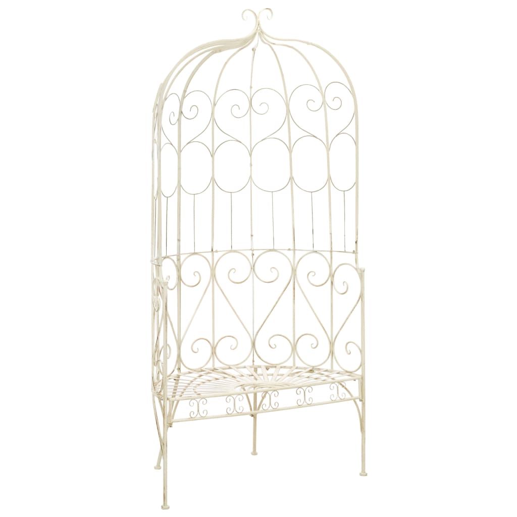Patio Bench 37.4" Iron Antique White