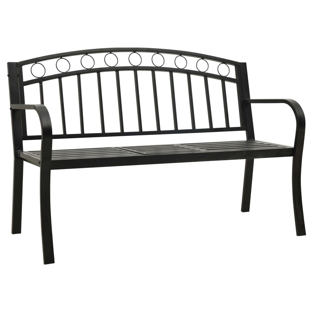 Patio Bench with a Table 49.2" Steel Black