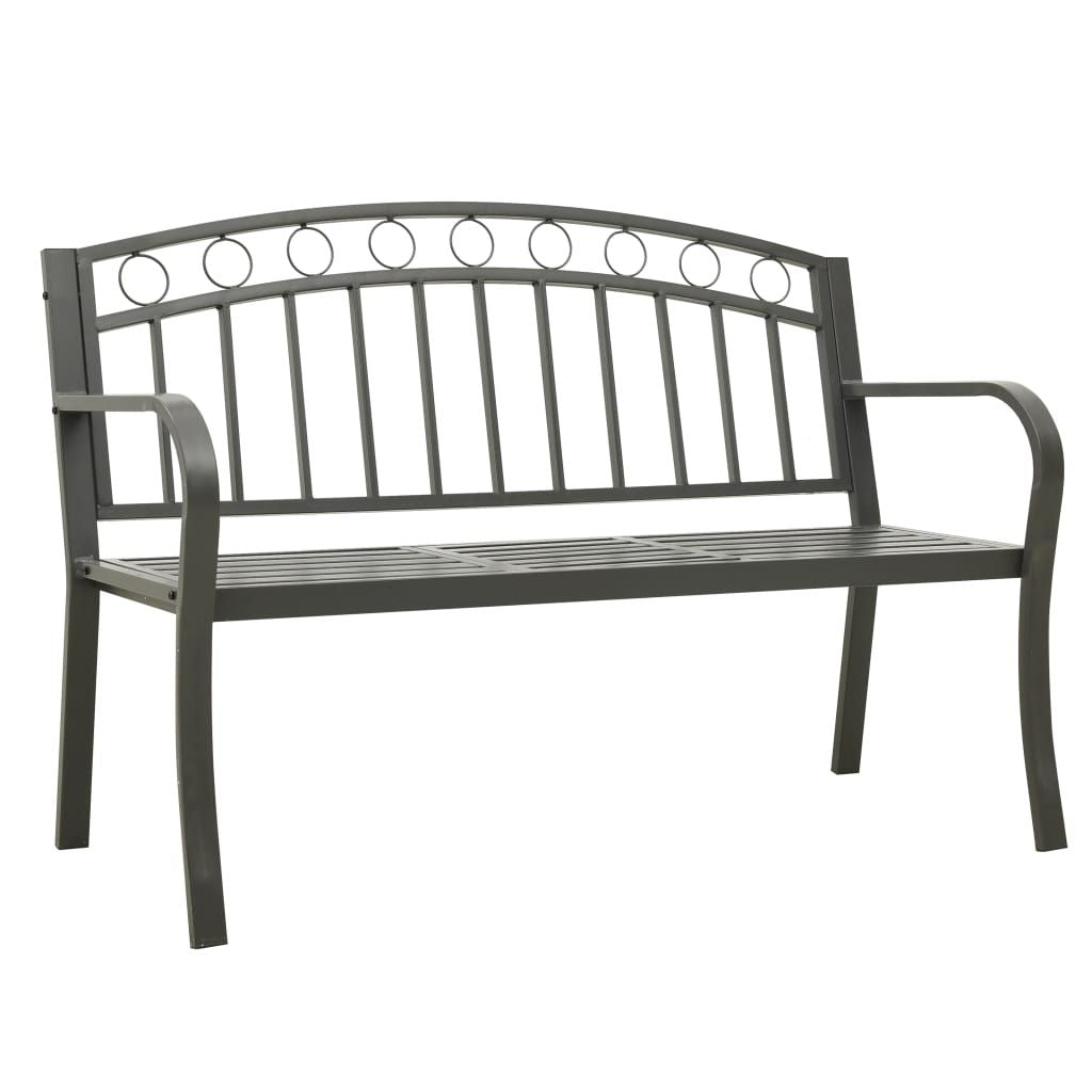 Patio Bench with a Table 49.2" Steel Gray