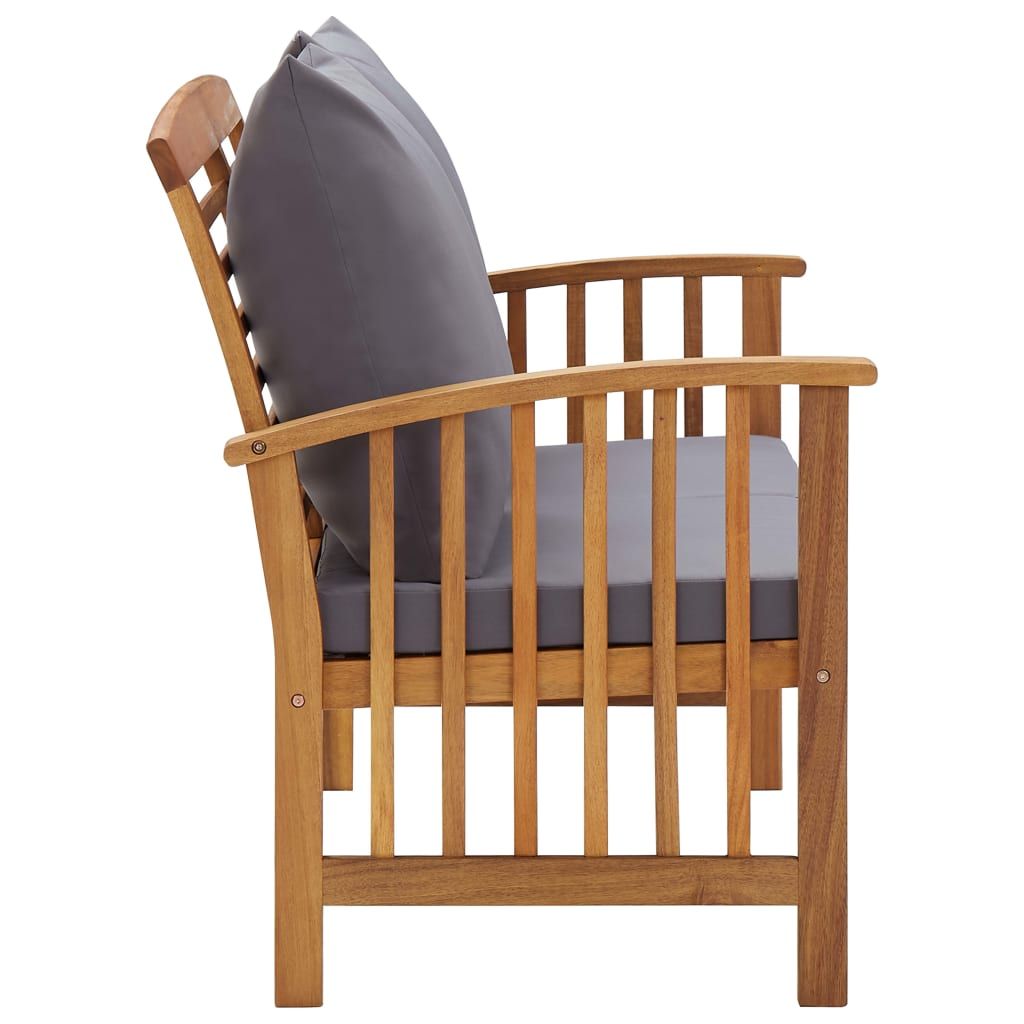 Patio Bench with Cushions 46.9" Solid Acacia Wood
