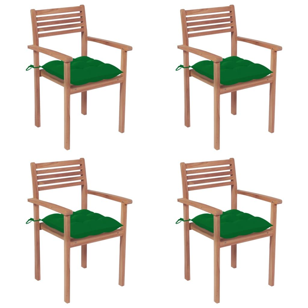 Patio Chair Set of 4 Teak Wood Fine sanded teak wood Medium