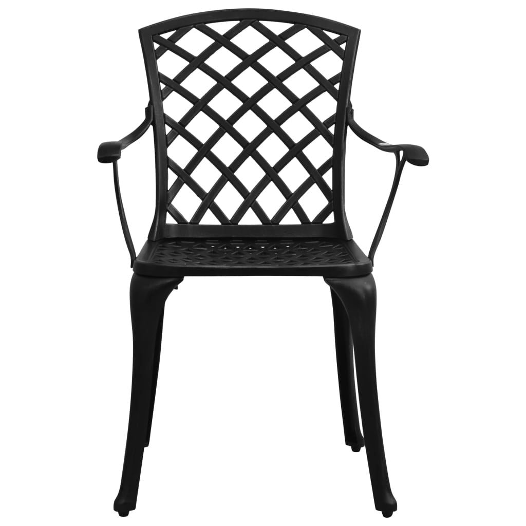 Patio Chairs 2 pcs Cast Aluminum Black