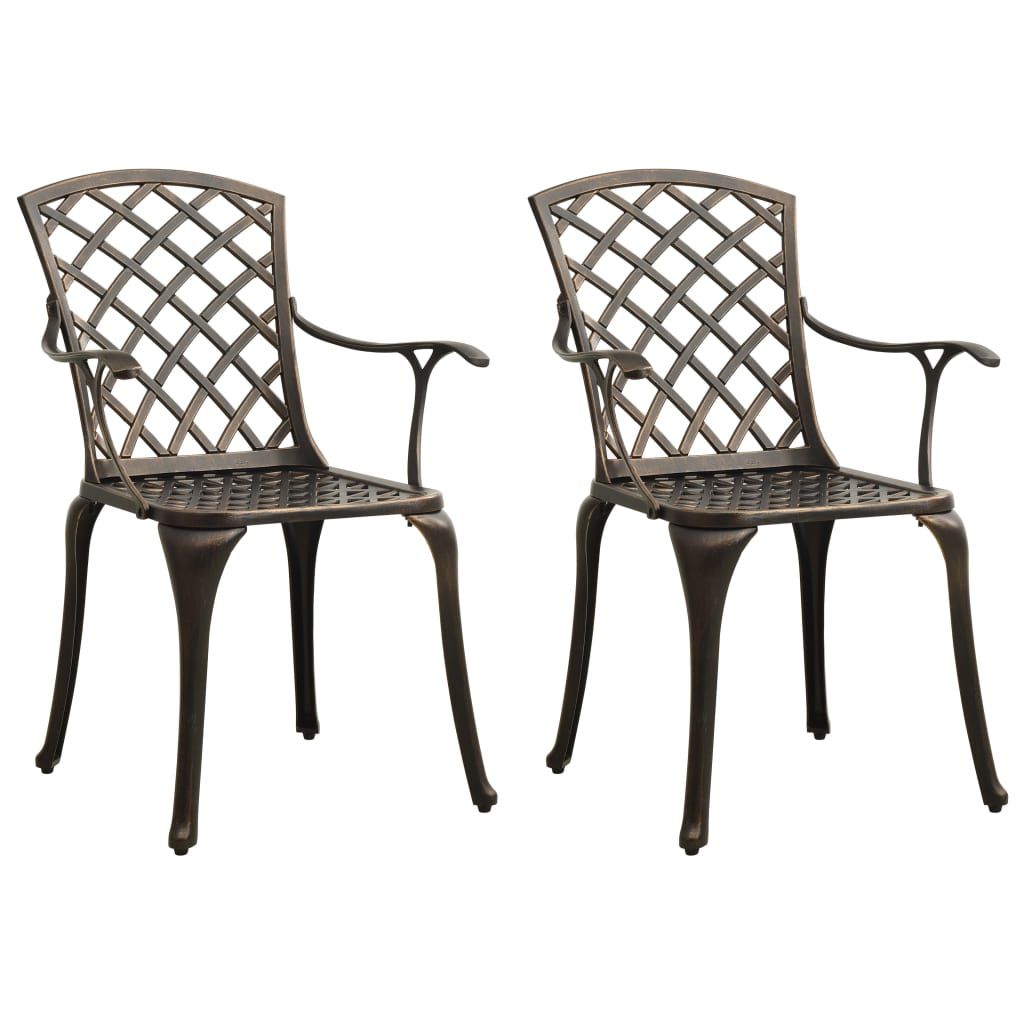 Patio Chairs 2 pcs Cast Aluminum Bronze
