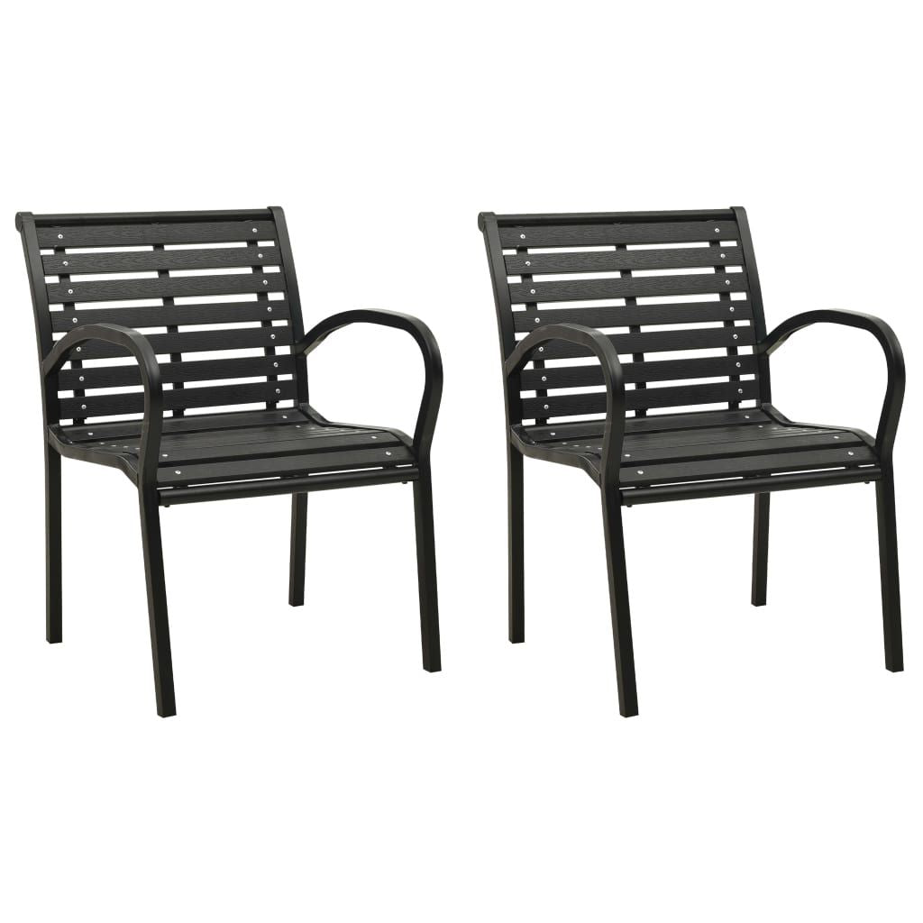 Patio Chairs 2 pcs Steel and WPC Black