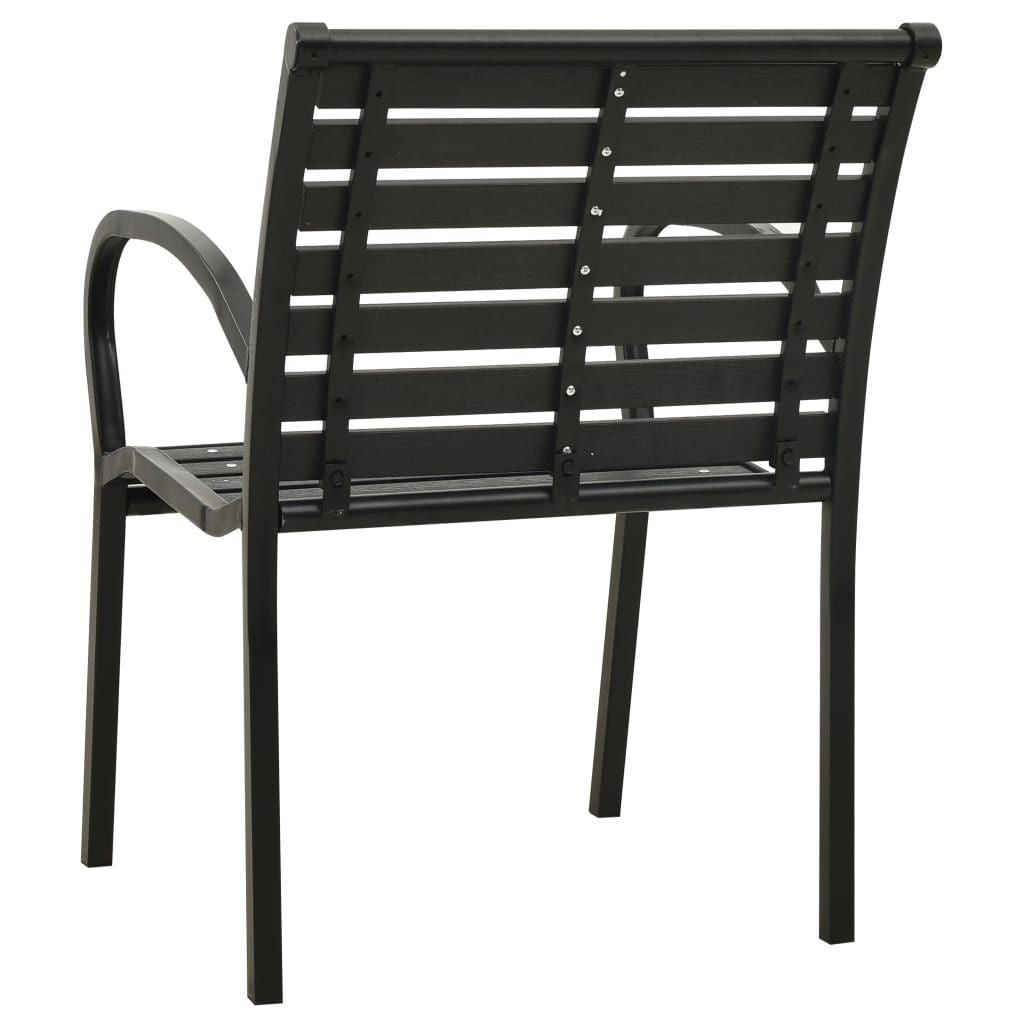 Patio Chairs 2 pcs Steel and WPC Black