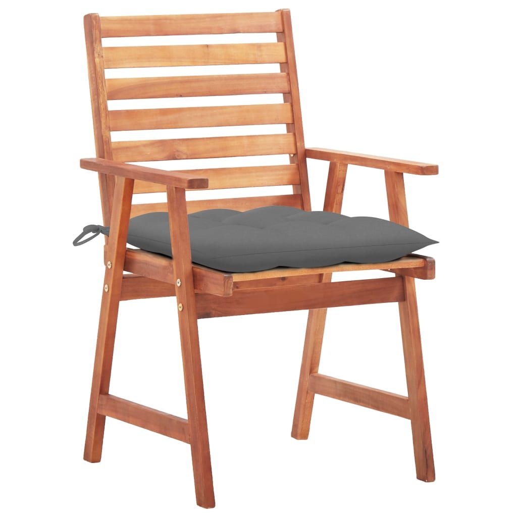Patio Dining Chairs 3 pcs with Cushions Solid Acacia Wood
