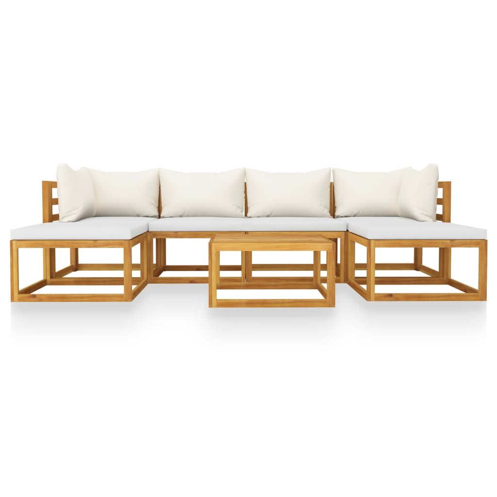 Patio Lounge Set Cream Solid acacia wood 7 Piece Set Modular