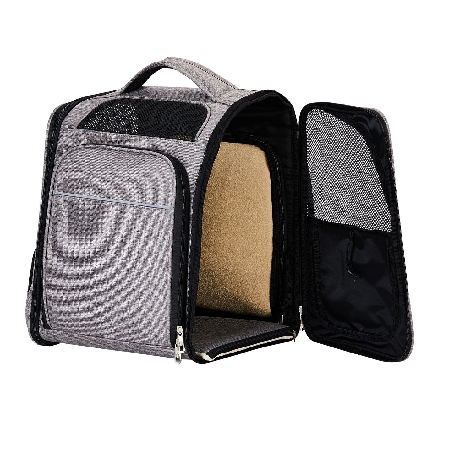 Pet Carrier Backpack, Expandable Cat Dog Carrier with Front & Back Extension, Breathable Mesh Travel Backpack for Small Dogs Cats, Soft-Sided Pet Backpack Holds up to 26 lbs