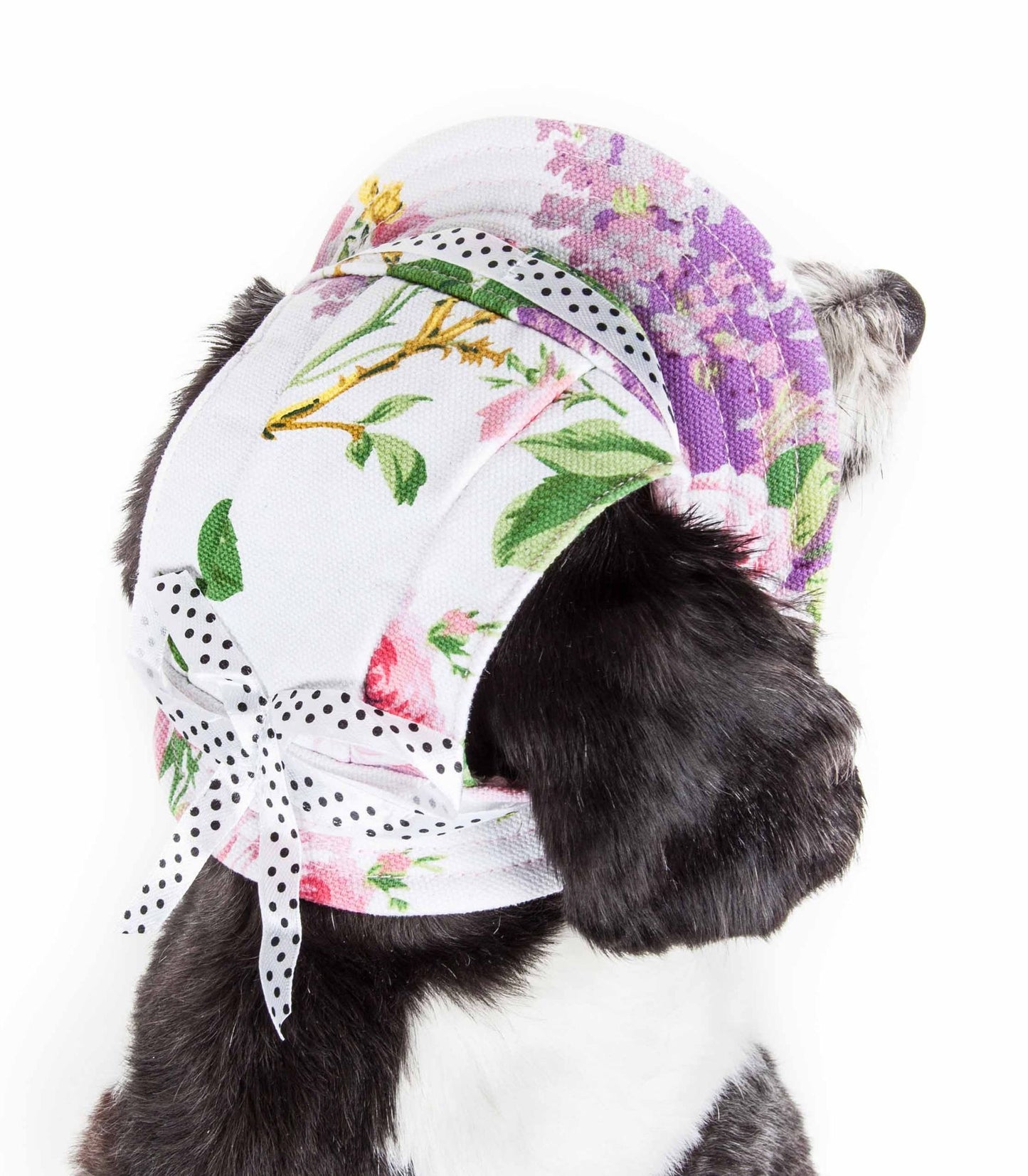 Pet Life 'Botanic Bark' Floral Uv Protectant Adjustable Fashion Canopy Brimmed Dog Hat Cap