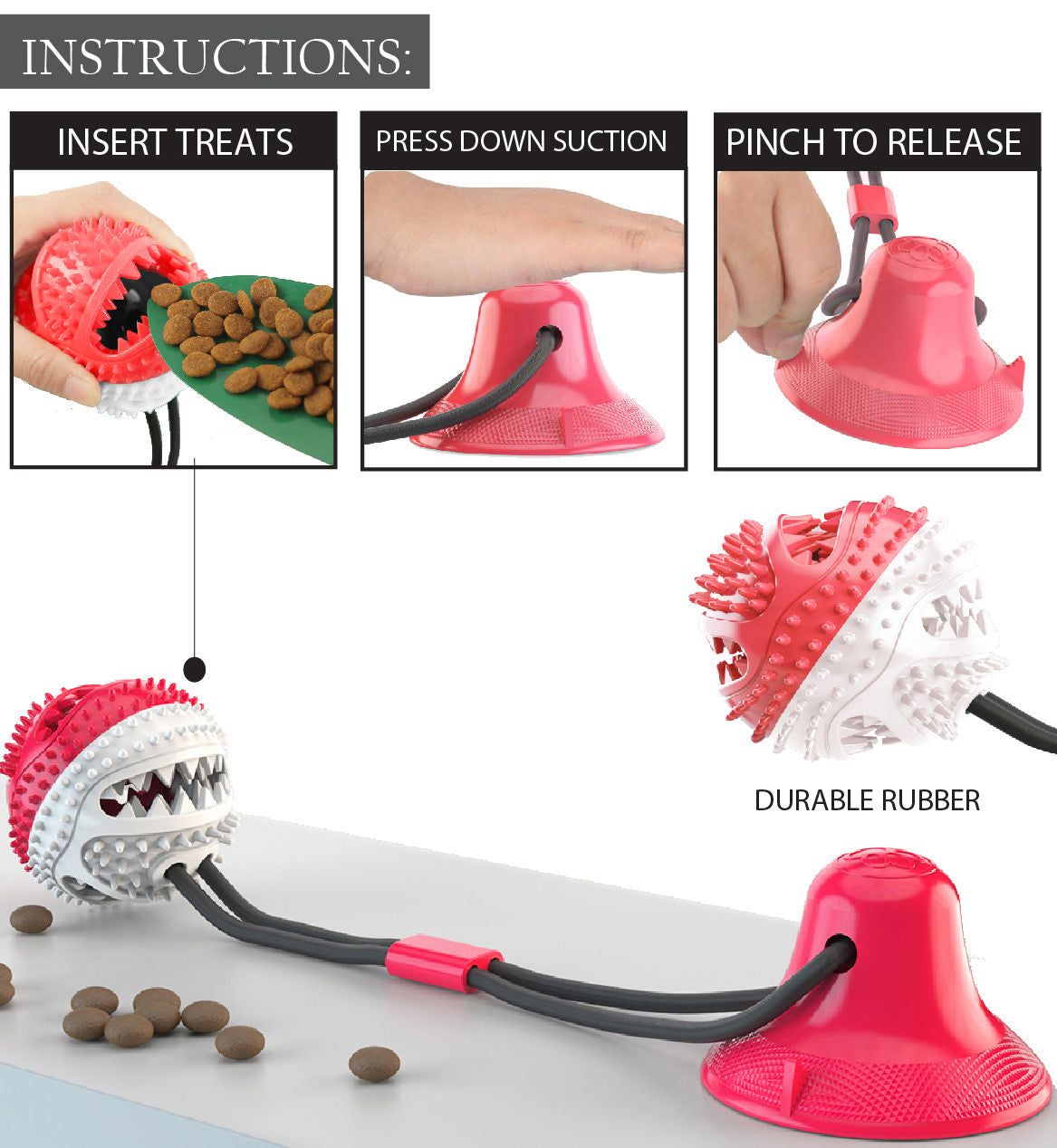 Pet Life 'Grip N' Play' Treat Dispensing Ball Shaped Suction Cup Dog Toy