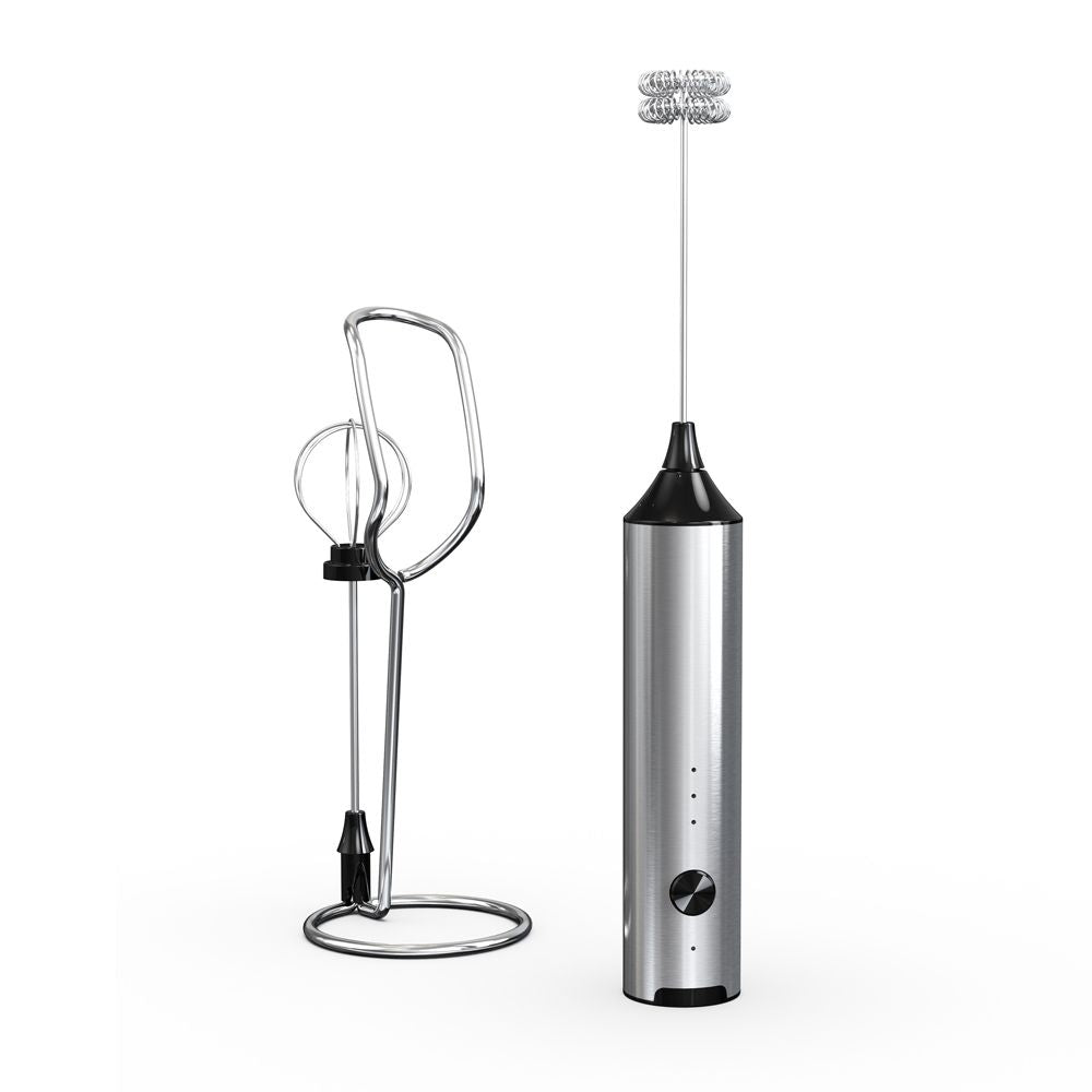 [Pick-Up Only] Madrigal Rechargeable Milk Frother with Stand, Dual 304 Stainless Steel Whisks, USB-C Mini Mixer for Drinks, Cappuccino & Hot Chocolate, 3-Speed Handheld Drink Mixer for Lattes