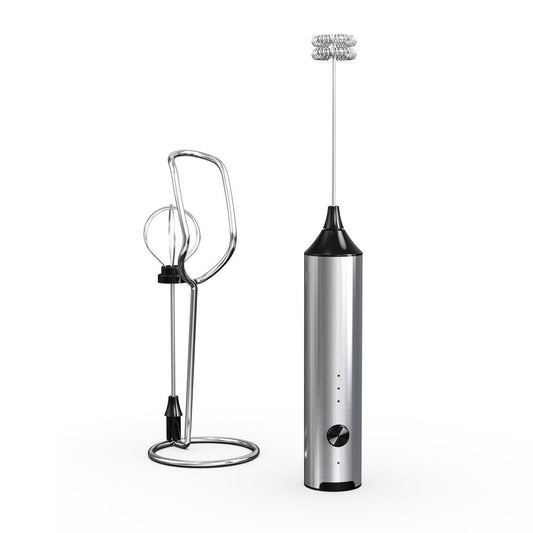 [Pick-Up Only] Madrigal Rechargeable Milk Frother with Stand, Dual 304 Stainless Steel Whisks, USB-C Mini Mixer for Drinks, Cappuccino & Hot Chocolate, 3-Speed Handheld Drink Mixer for Lattes