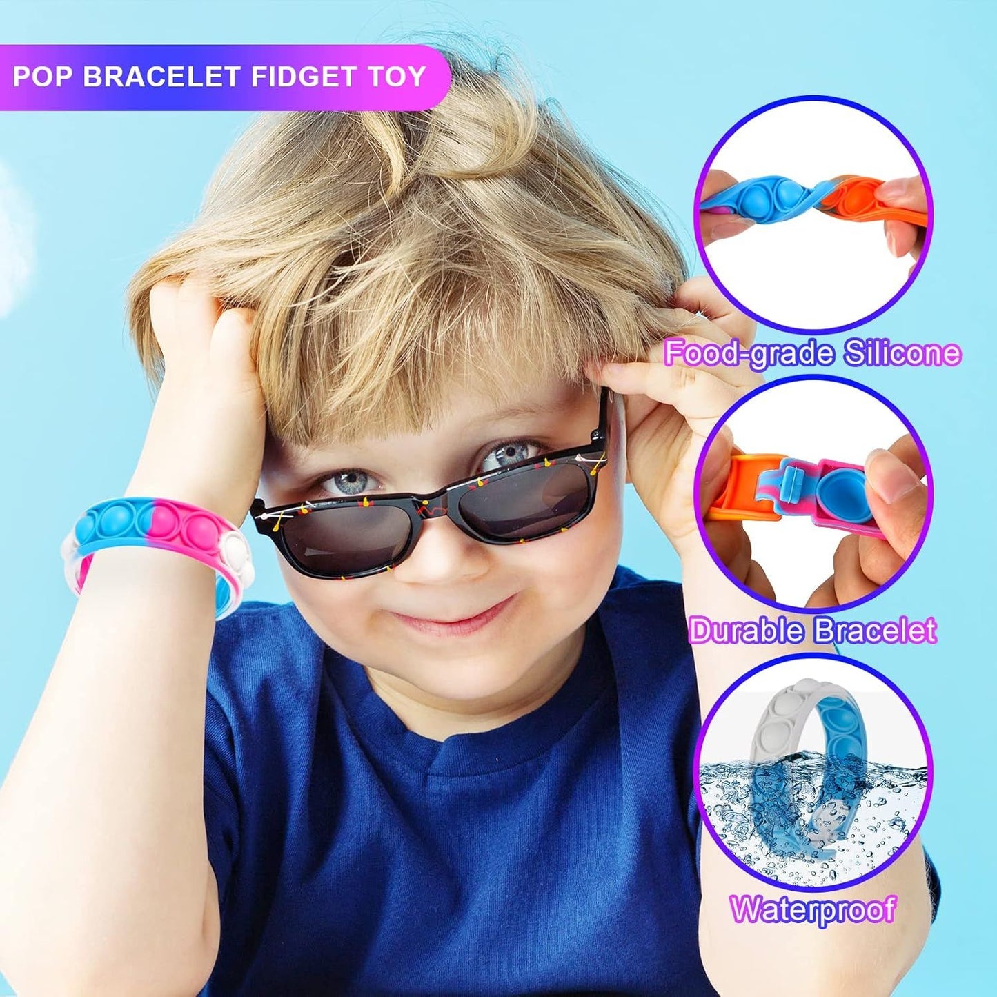 Pop Bracelets Fidget Toys Bulk Its 24 Pack Valentines Day Gifts for Kids Valentine Party Favors Pop Fidget Bracelet It Fidget Toy Fidgets for Classroom Prizes Student Gift Birthday Goodie Bag Stuffers