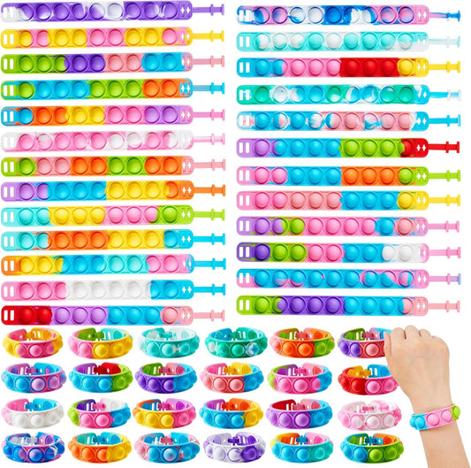 Pop Fidget Toys pops Bulk 25 Pack Party Favors for Kids 4-8,8-12 Year, Fidget Bracelets Sensory Toys for Birthday Carnival Halloween Christmas Prizes Gifts Goodie Bags Stuffers for Kids