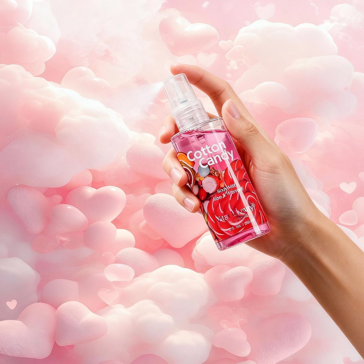 Portable 3pc Body Care Gift Set - Cherry Blossom & Cotton Candy Scents - Hydrating Shower Gel Body Lotion & Fragrance Mist Kit