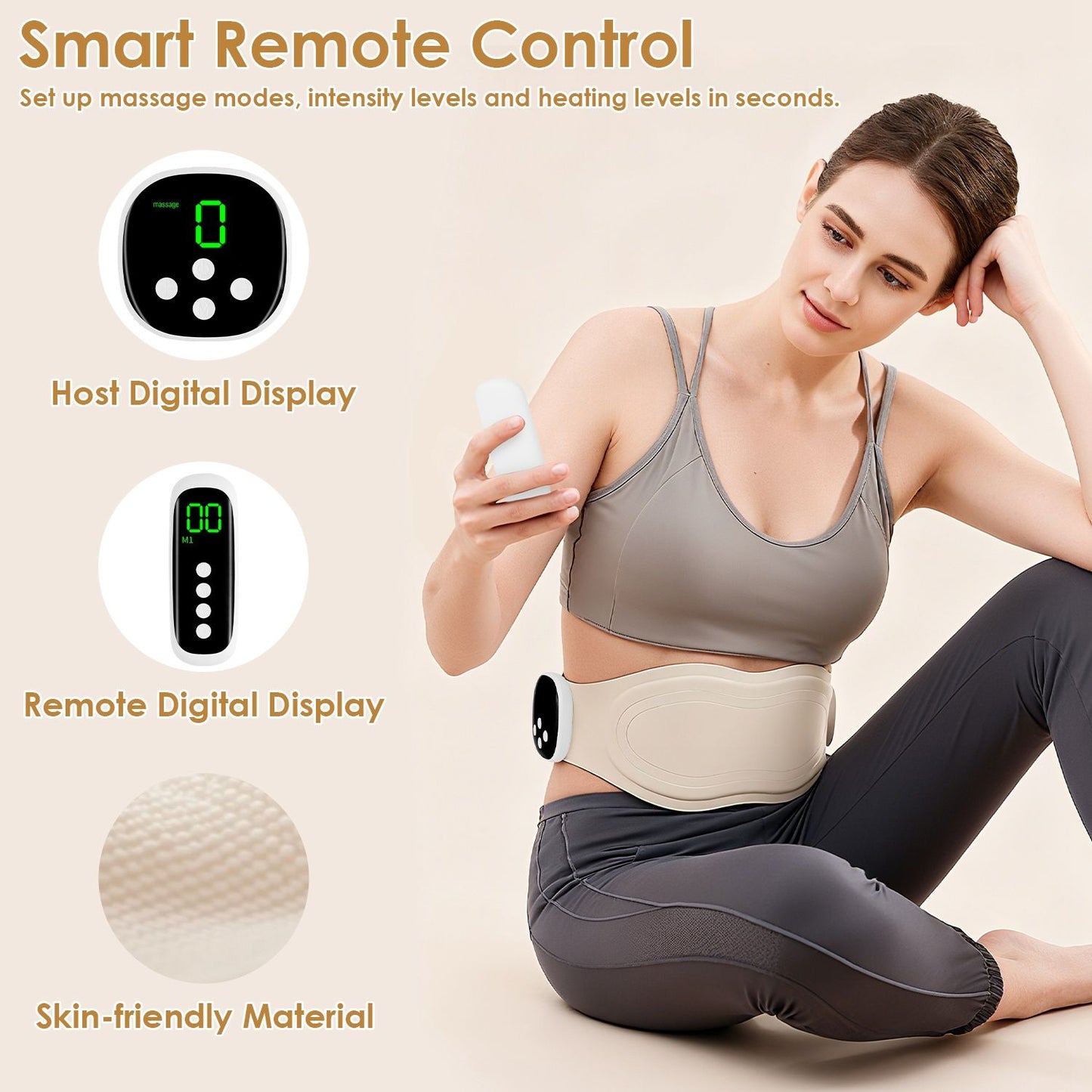 Portable Cordless EMS Heating Pad Massager 8 Customizable Modes,19 Intensity Levels,3 Heating Settings,Magnetic Detachable Host,Perfect Gift for Back Pain,Period Cramps,Post Workout Recovery