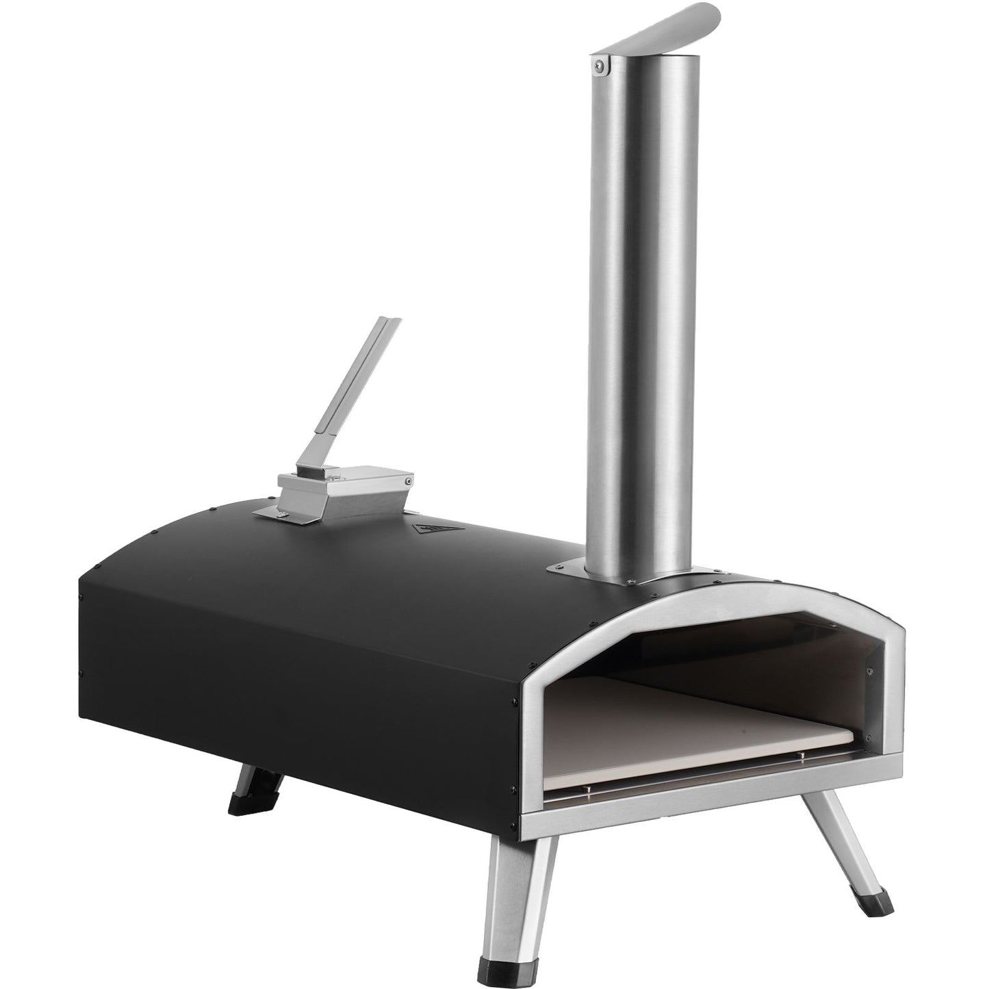 Portable Outdoor Oven, 12-inch Pizza Oven, Pellet & Chips & Charcoal Tri-Fuel, Iron Spray Pizza Grill, Includes Pizza Stone, Waterproof Cover, Shovel, Ideal for Camping & Backyard, Black