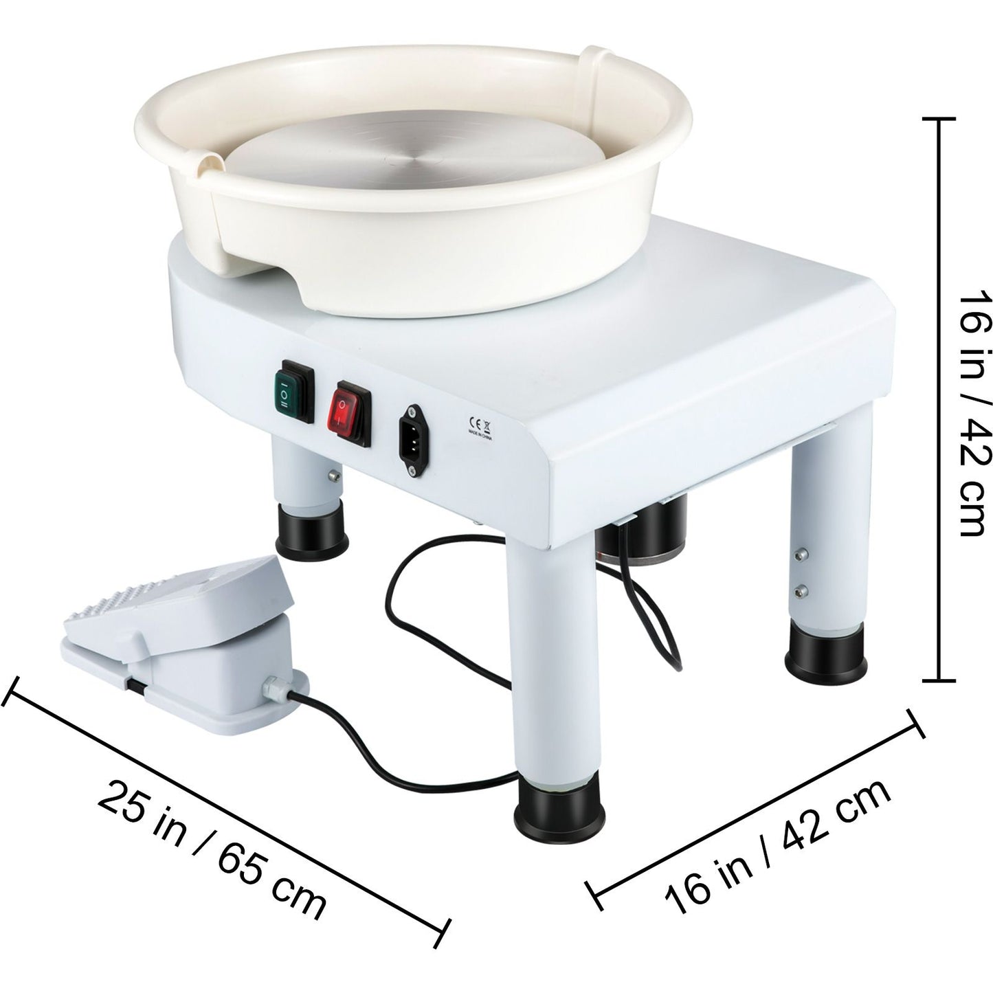 Pottery Wheel, 11in Ceramic Wheel Forming Machine, 0-300RPM Speed Manual Adjustable 0-7.8in Lift Leg, Foot Pedal Detachable Basin, Sculpting Tool Accessory Kit for Work Art Craft DIY