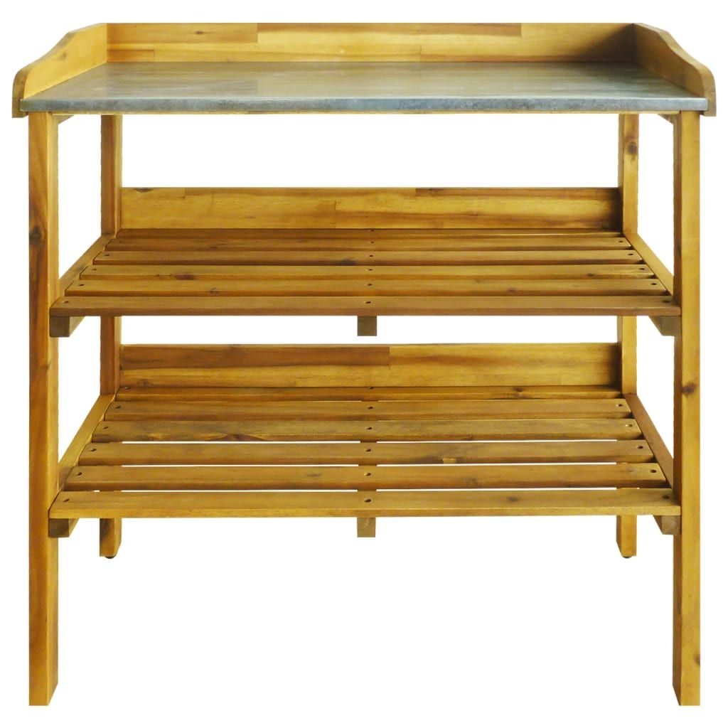 Potting Bench Natural wood color Solid acacia wood with zinc liner