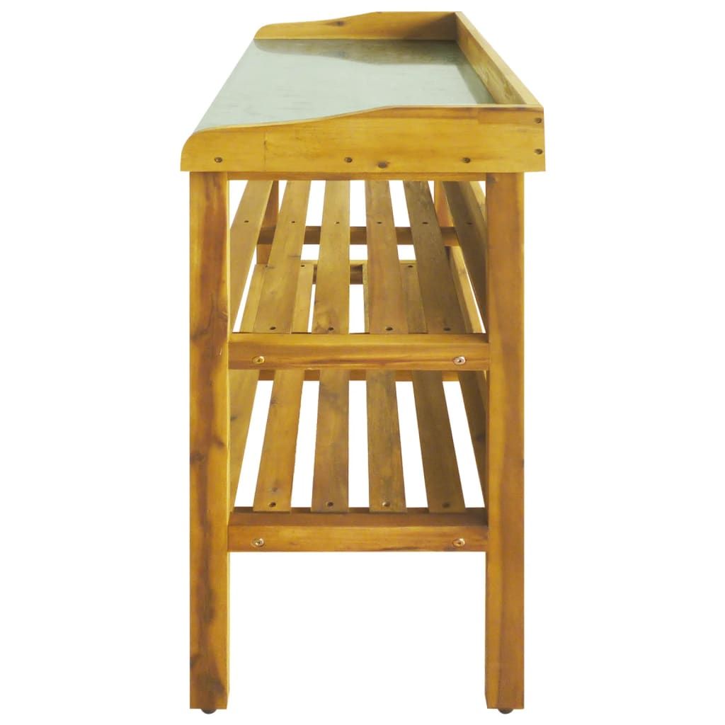 Potting Bench Natural wood color Solid acacia wood with zinc liner