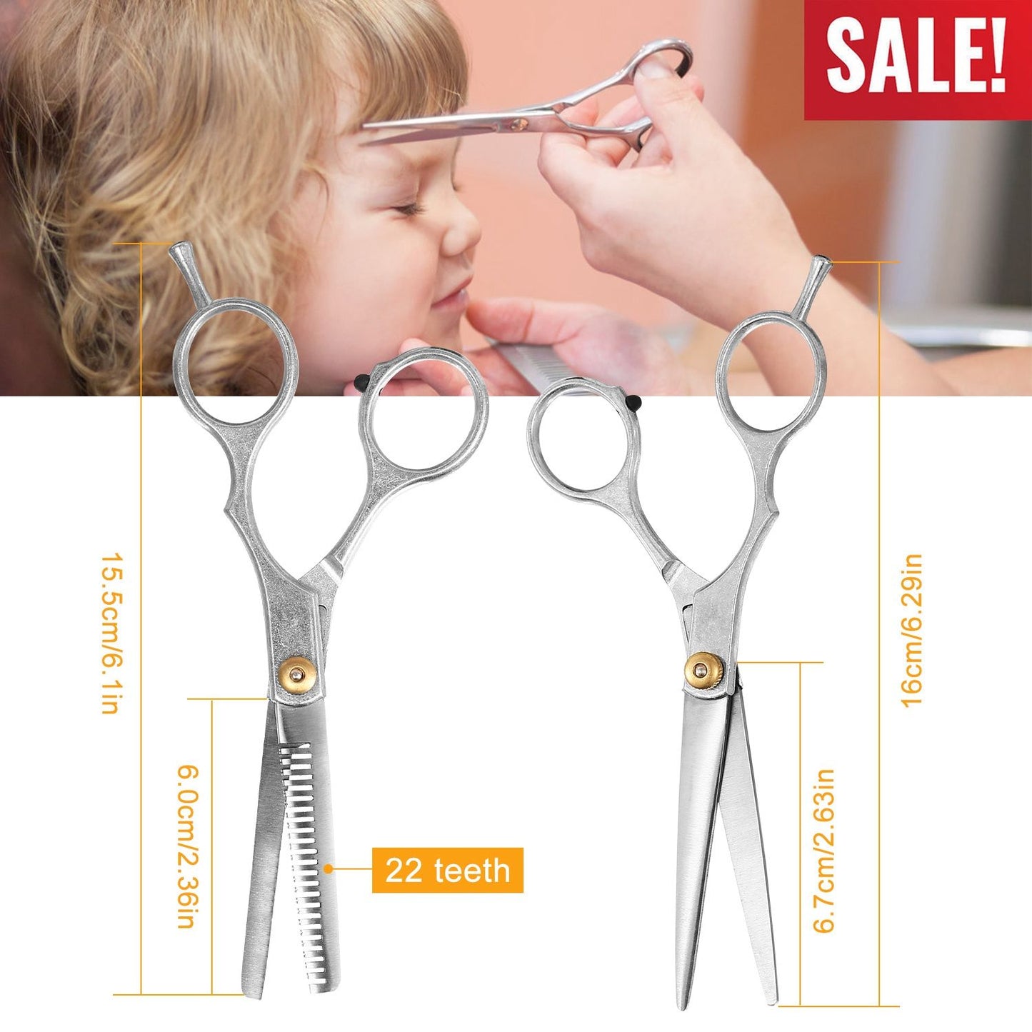 Professional Hair Cutting Scissors Set Hairdressing Salon Barber Shears Scissors w/ PU Leather Case