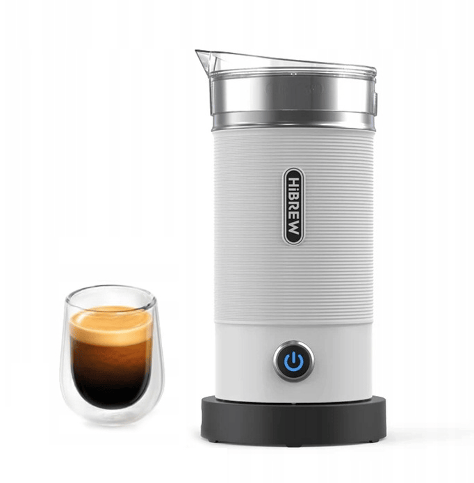 PSM1A-WH   450W Electric Milk Froth, Cold Sparkling Chocolate Blender, Cold/Hot Latte Cappuccino 300ml, Milk Warmer 360°, Swivel Base Removable Hot and Cold Foam and Steamer SUS304 Food Grade