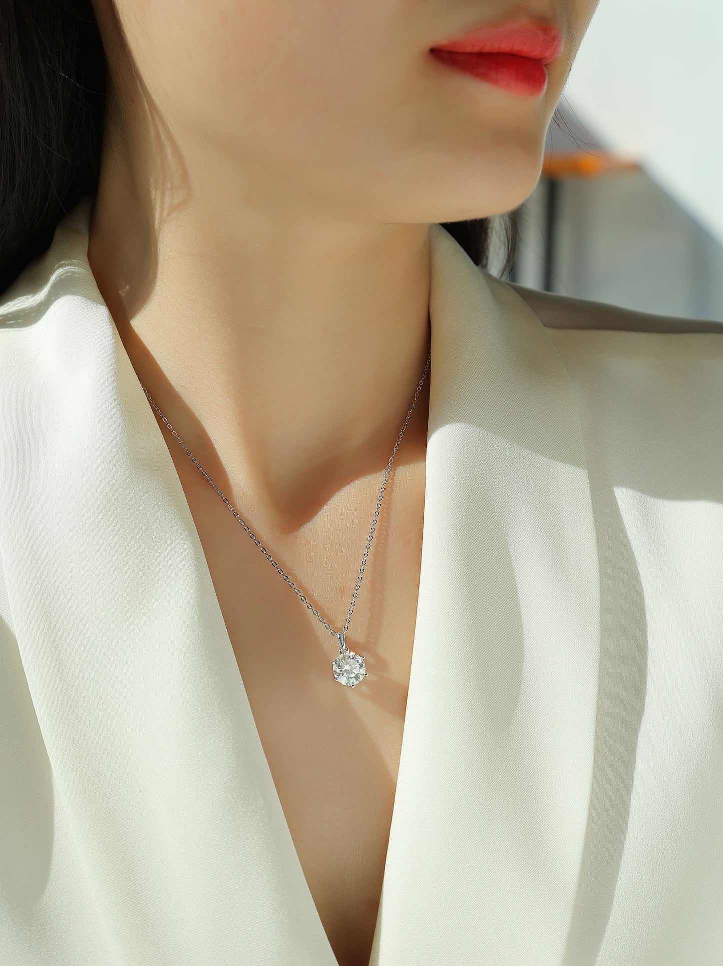 Qingfeng - Fashionable and trendy jewelry, affordable diamond necklace pendant set with 1-carat, 2-carat and 3-carat Moissanite S925 sterling silver