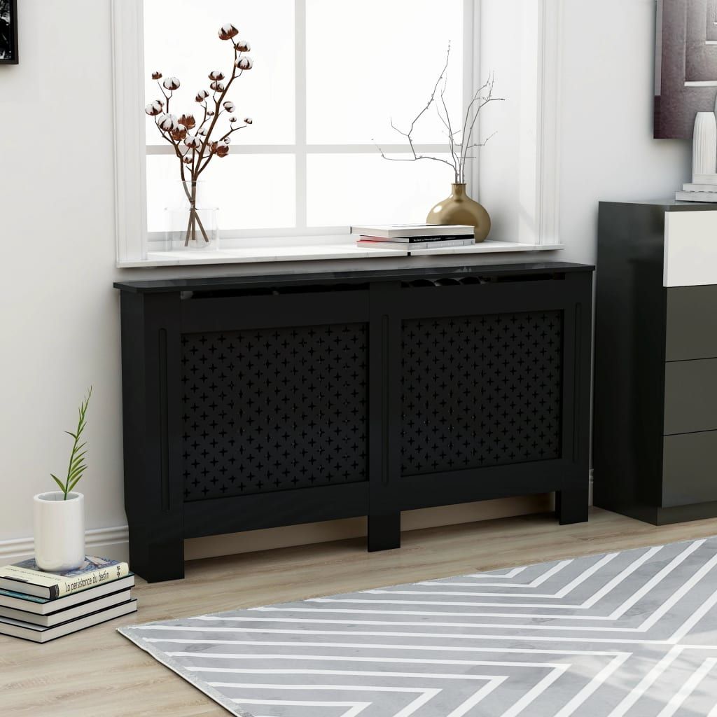 Radiator Cover Black 59.8"x7.5"x32.1" MDF