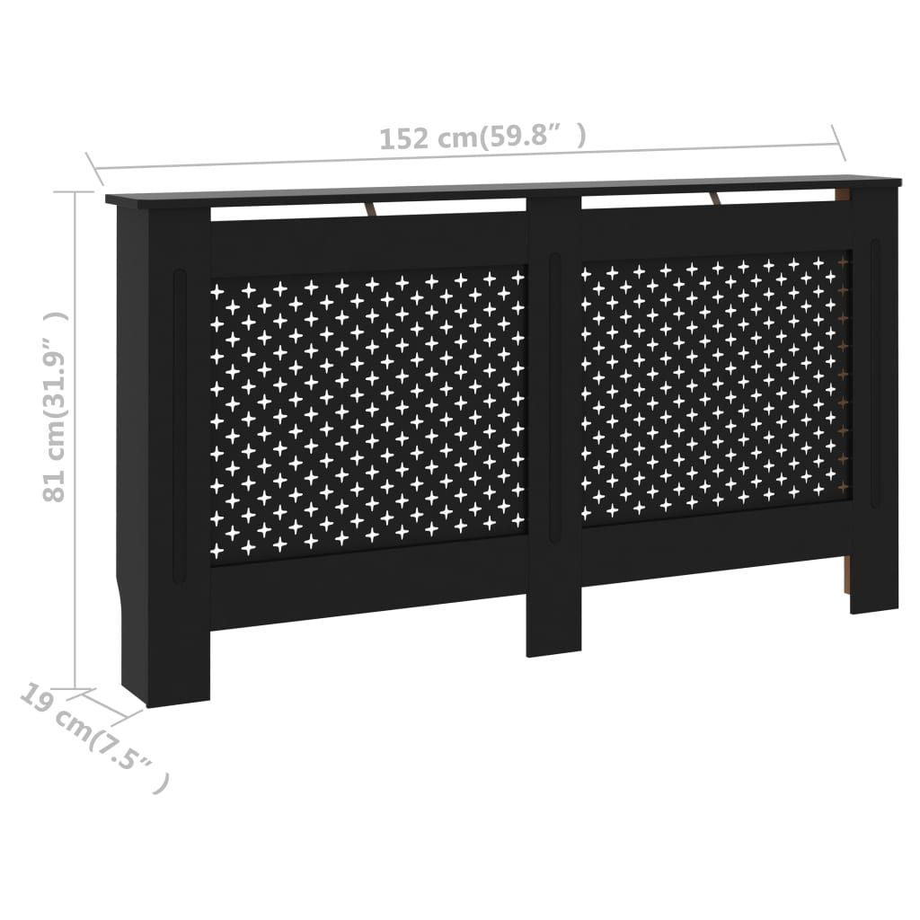 Radiator Cover Black 59.8"x7.5"x32.1" MDF