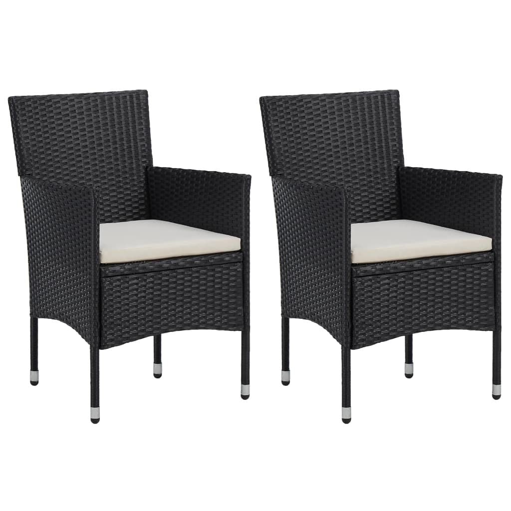 Rattan Chair Set of 2 Black Poly Rattan and Steel