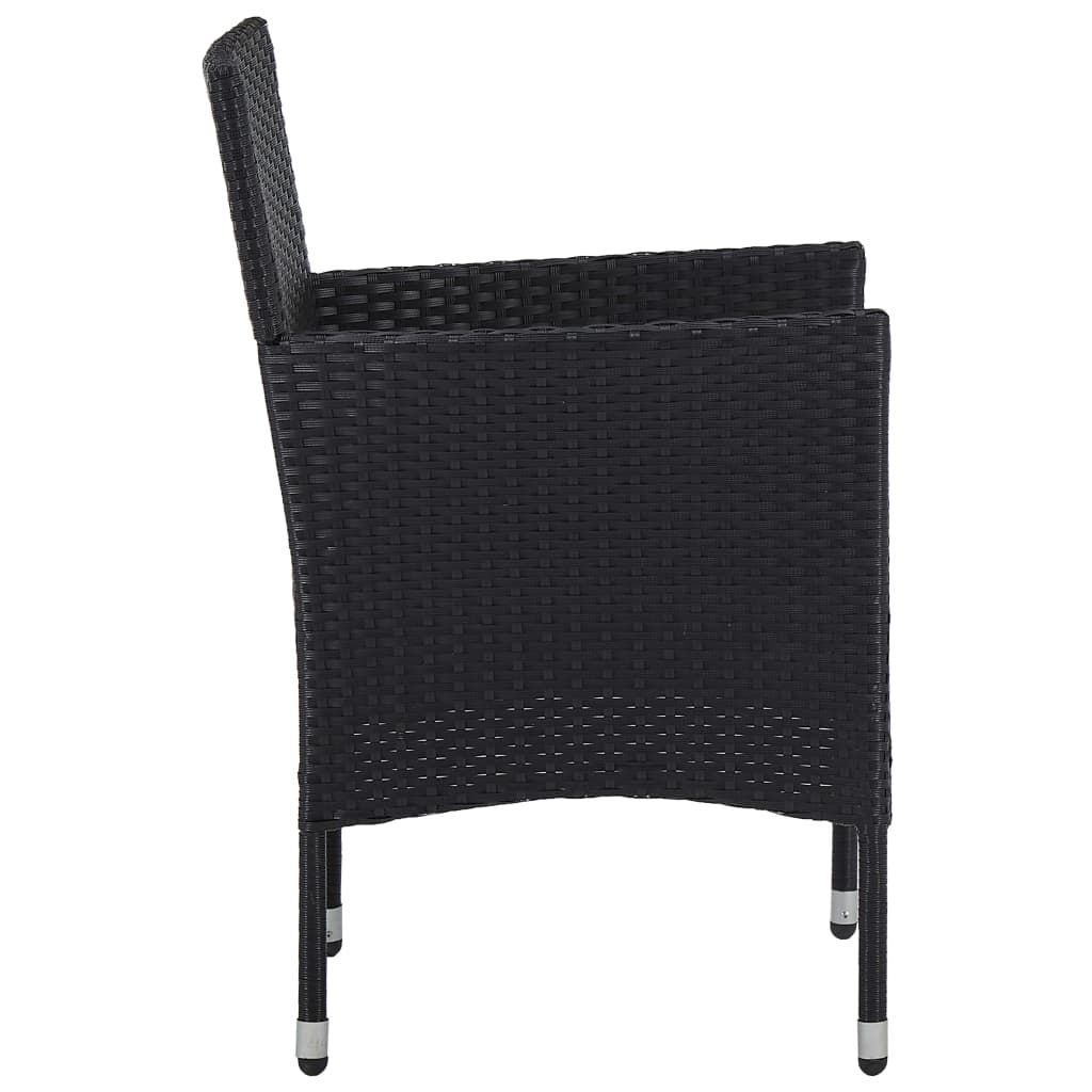 Rattan Chair Set of 2 Black Poly Rattan and Steel