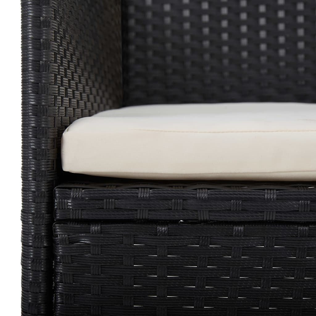 Rattan Chair Set of 2 Black Poly Rattan and Steel