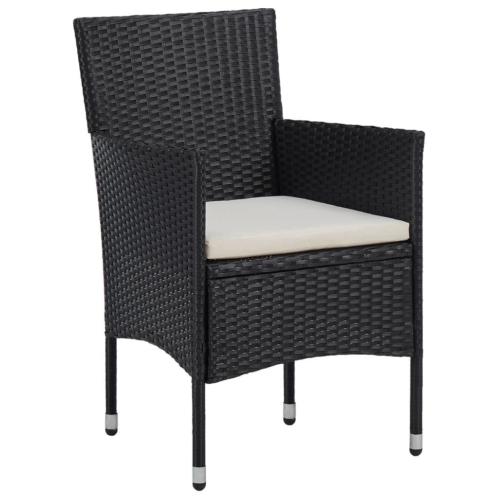Rattan Chair Set of 2 Black Poly Rattan and Steel
