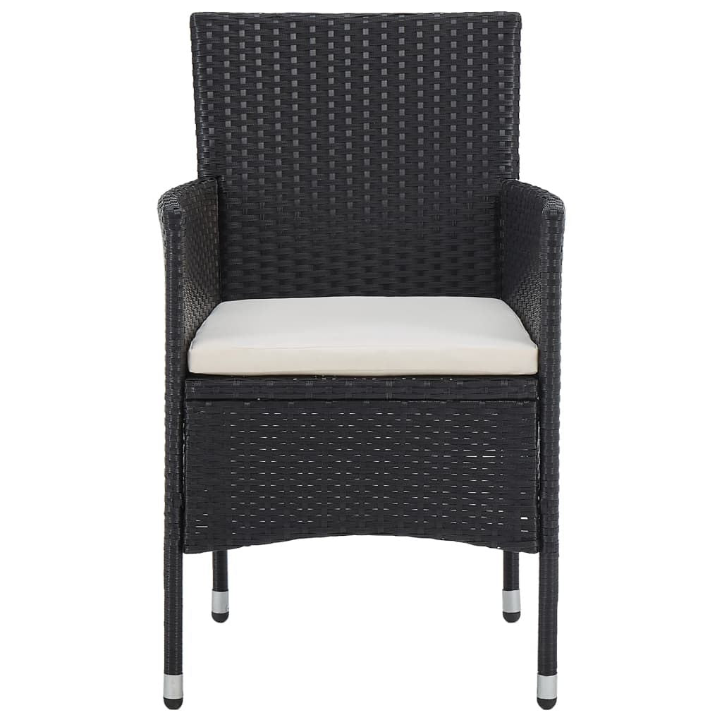 Rattan Chair Set of 2 Black Poly Rattan and Steel