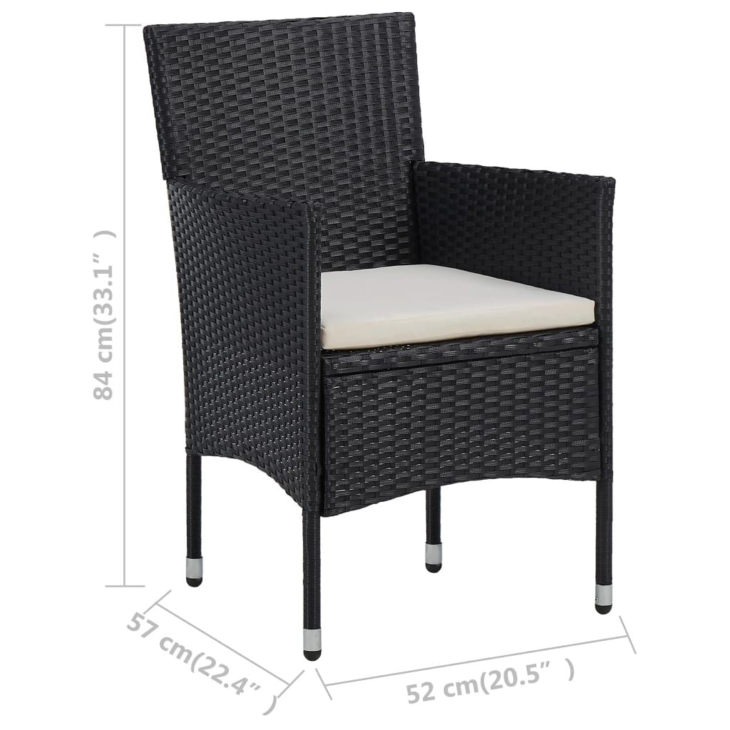 Rattan Chair Set of 2 Black Poly Rattan and Steel