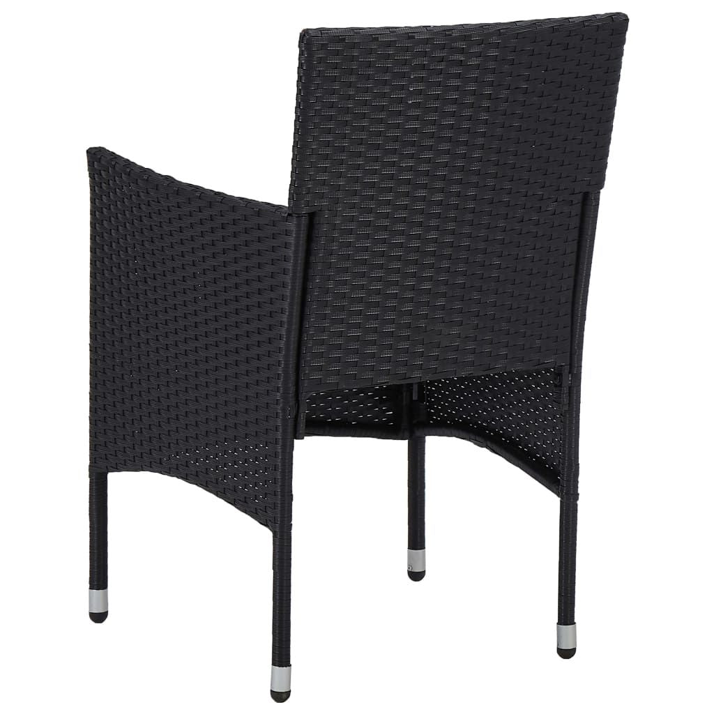 Rattan Chair Set of 2 Black Poly Rattan and Steel