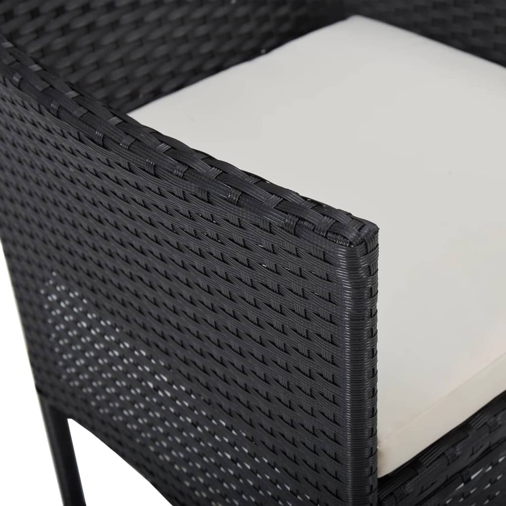 Rattan Chair Set of 2 Black Poly Rattan and Steel